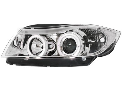Headlights BMW 3 serie E90 Angel Eyes chome
