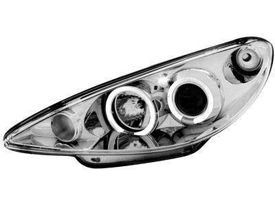 Faros Peugeot 206 02-.. / S16 99-.. Angel Eyes cromo