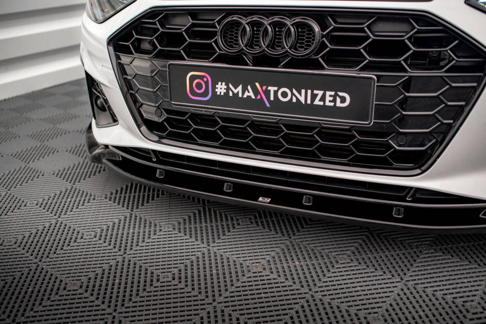 Voorspoiler V.1 Audi A4 S-Line & S4 B9 FL Maxton Glans Zwart