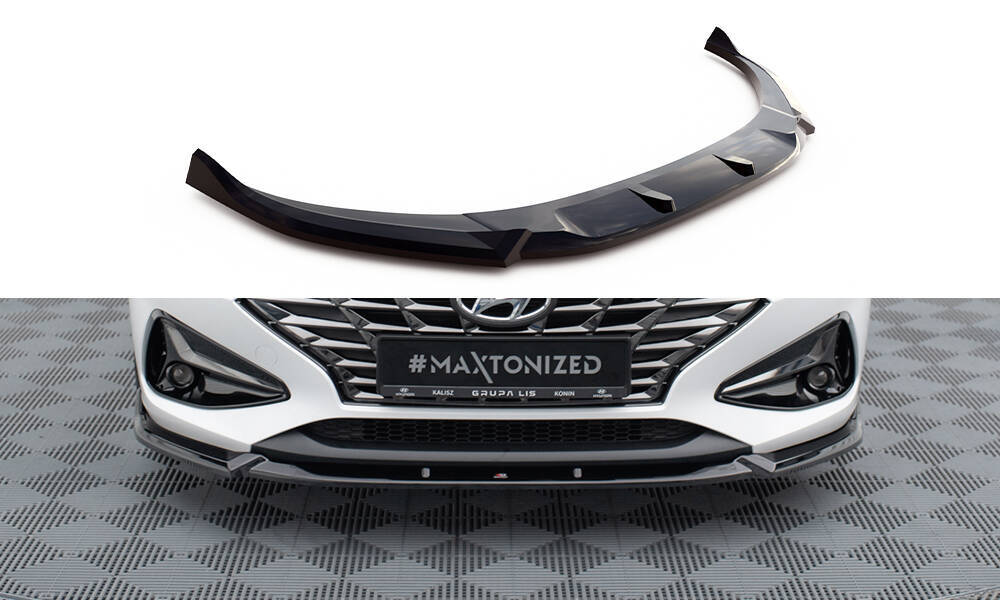 Voorspoiler V.2 Hyundai i30 Facelift Maxton Glans Zwart