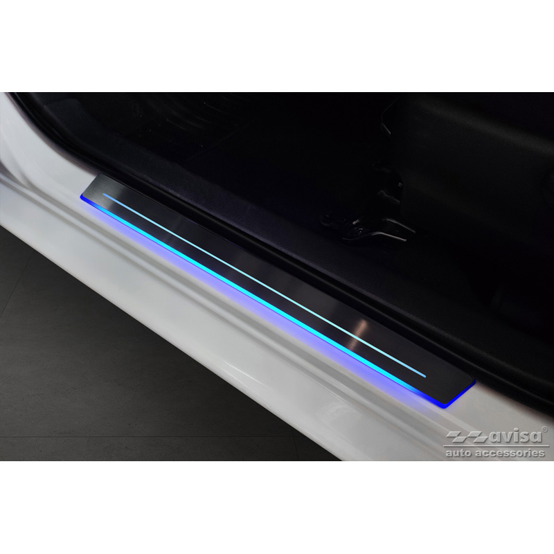 Universele Instaplijsten Zwart RVS met blauwe LED verlichting - 2-Delig - 44,8 x 4 cm