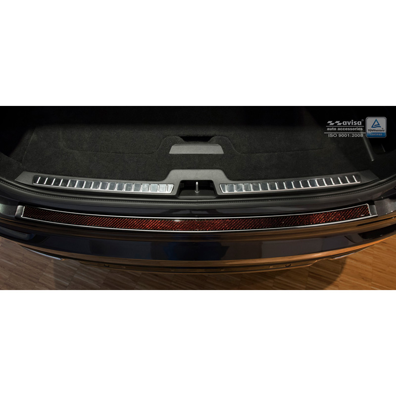 RVS Achterbumperprotector 'Deluxe'  Volvo XC90 2015-2019 & alle Facelift modellen Zwart/Rood-Zwart Carbon