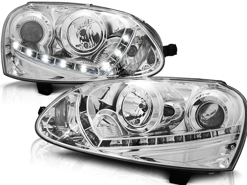 Headlights VW Golf V 03-09 Devil Eyes Dlite LED Chrome