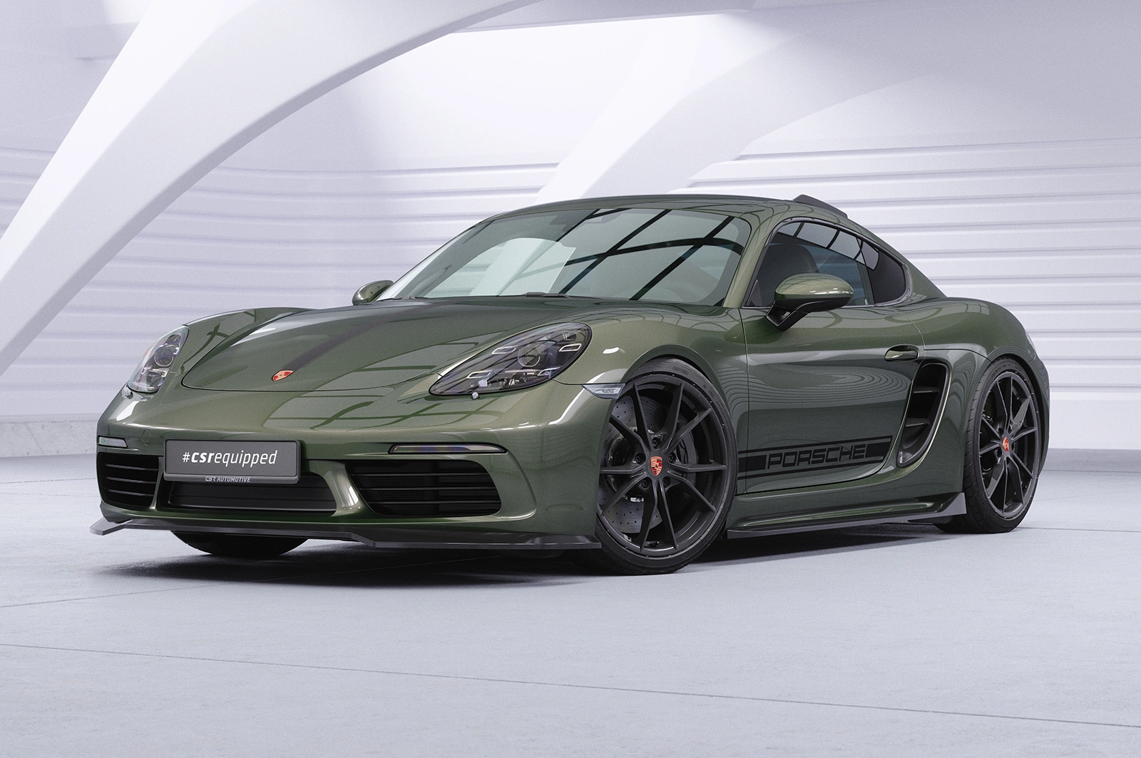 Voorspoiler Porsche 718 Boxster 982 / 718 Cayman 982 Glans Zwart – CSR