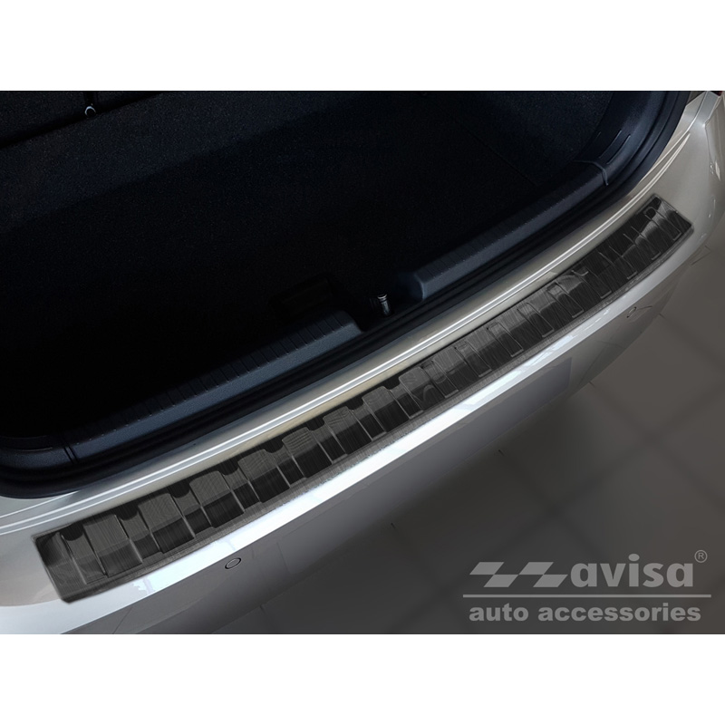 Zwart RVS Achterbumperprotector  Volkswagen Polo VI 5-deurs 2017-2021 & Facelift 2021- 'Ribs'