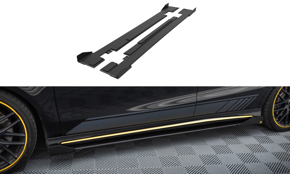 Zijskirts met Canards Street Pro Mercedes AMG CLA 45 C117 FL Maxton