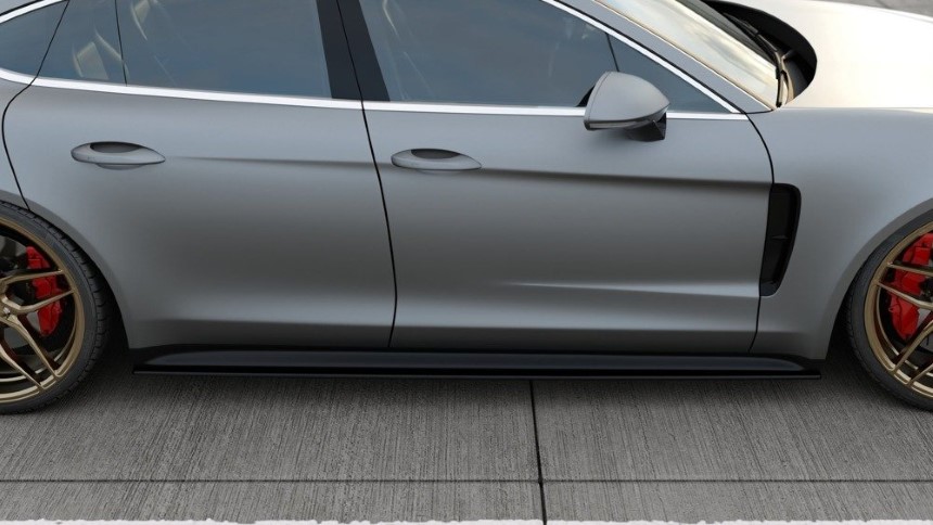 Zijskirts Porsche Panamera (Turbo/GTS 971) Maxton Design glans zwart
