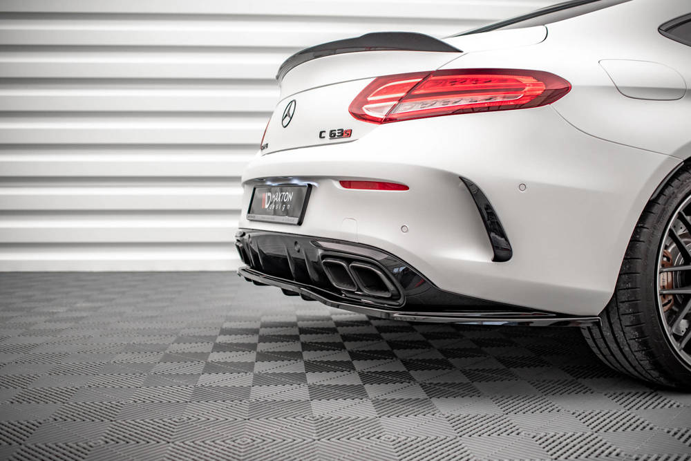 Diffuser Mercedes AMG C63 Coupe W205 FL Maxton Glans Zwart