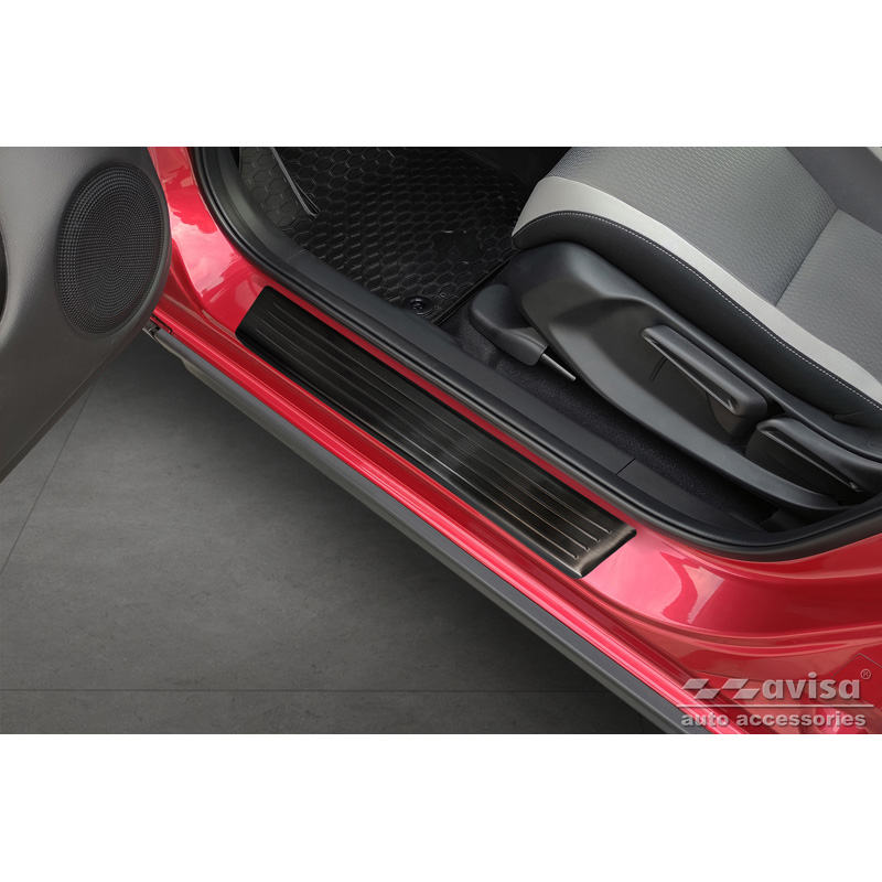 Zwart RVS Instaplijsten  Honda Jazz Crosstar 2020- 'Lines' - 4-delig