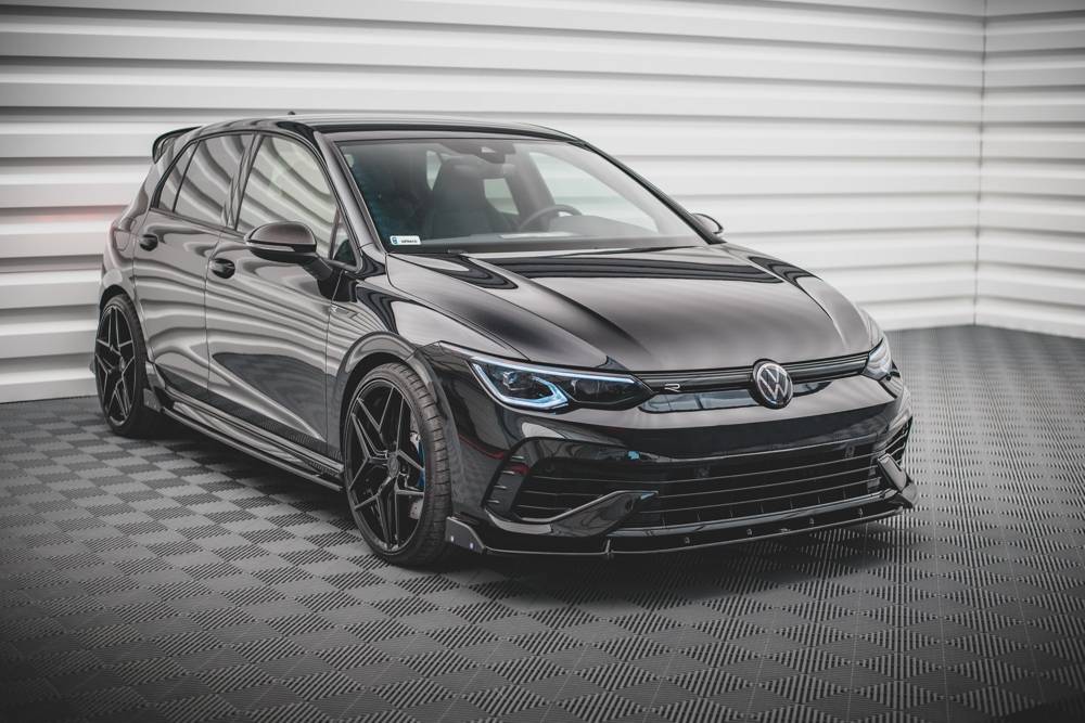 Voorspoiler V.2 met Canards Volkswagen Golf 8 R Maxton Glans Zwart