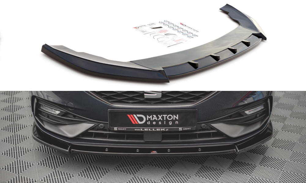 Voorspoiler V.1 Seat Leon FR MK4 Glans Zwart