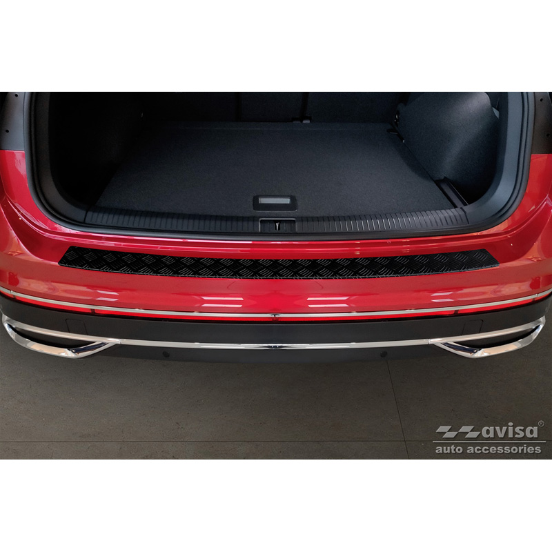 Matzwart Aluminium Achterbumperprotector  Volkswagen Tiguan II incl. Allspace & R-Line 2016-2020 & FL 2020-2024 'Riffled Plate'