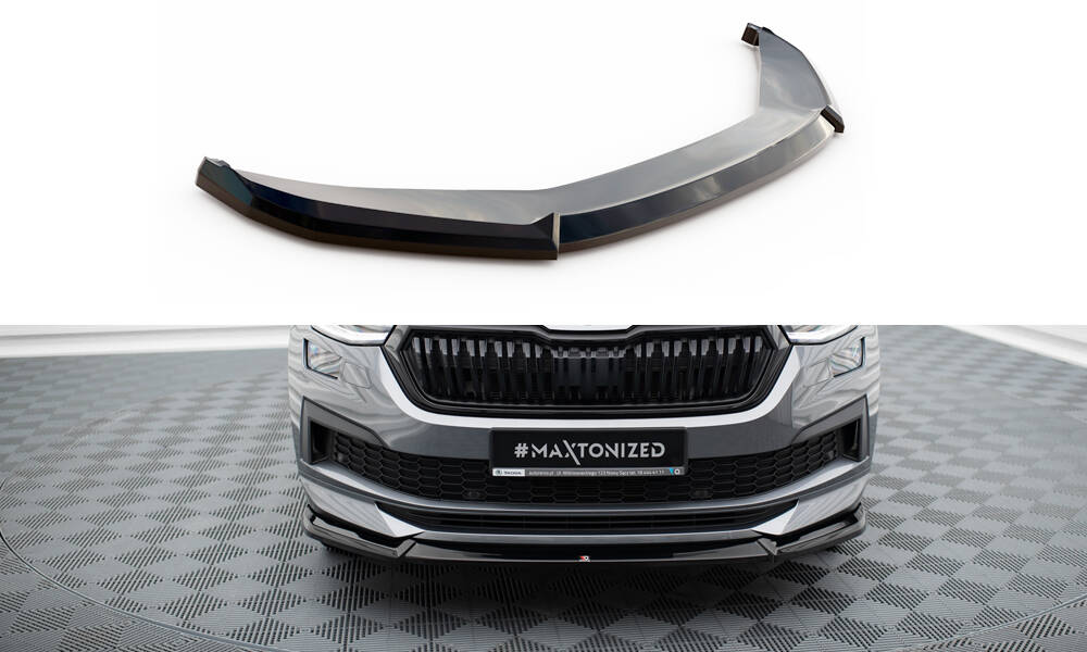Voorspoiler Skoda Kodiaq Mk1 Facelift Sportline Maxton Design glans zwart