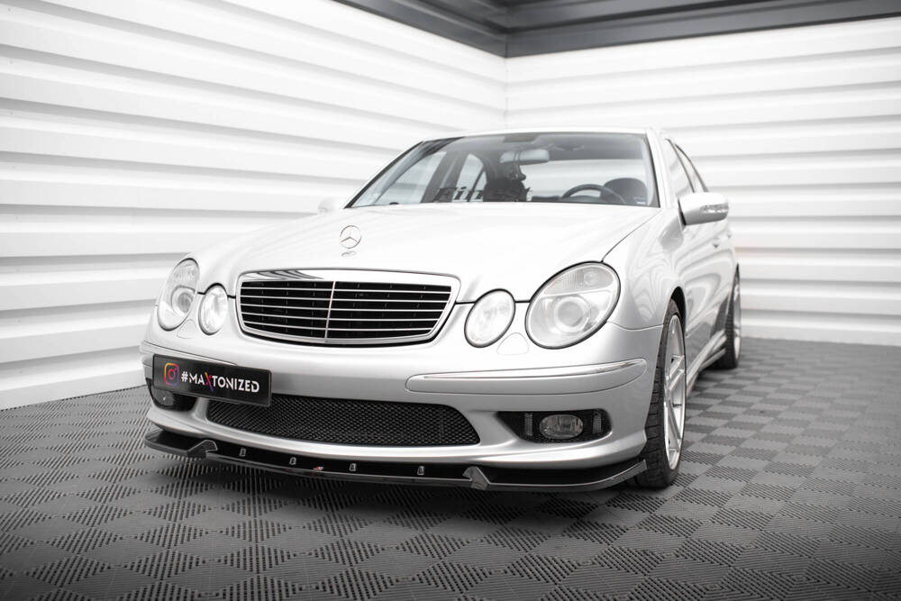 Voorspoiler Mercedes E55 AMG W211 Maxton Glans Zwart
