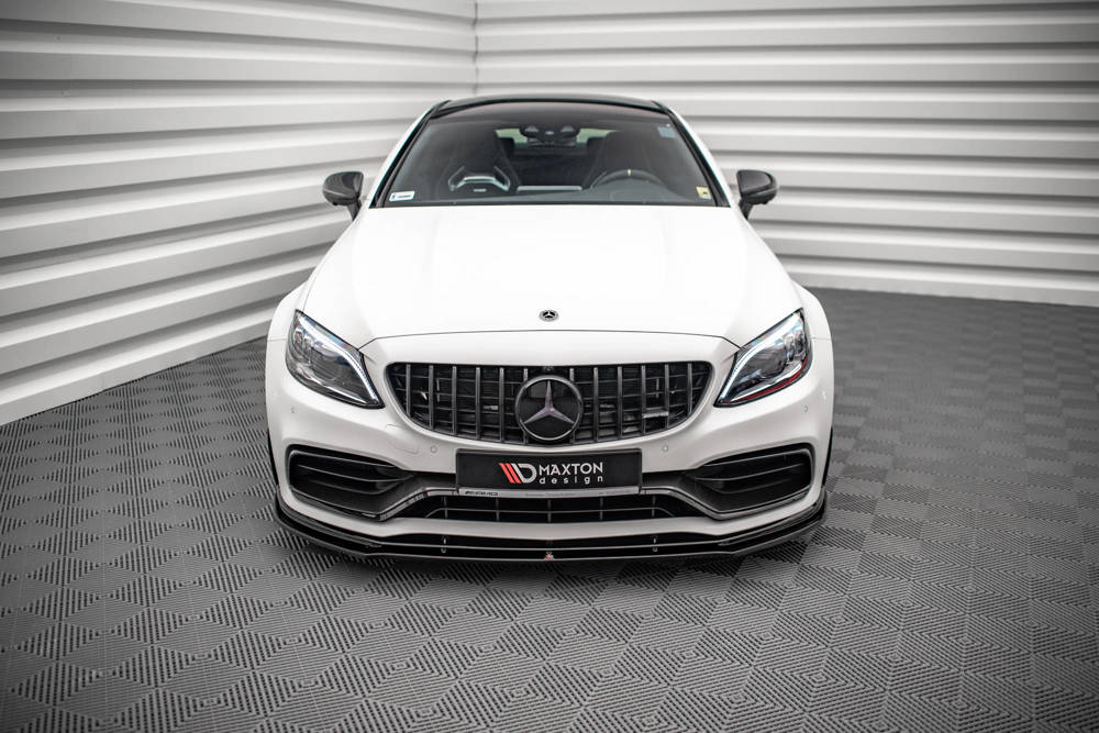 Voorspoiler V.1 Mercedes AMG C63 Coupe W205 FL Maxton Glans Zwart