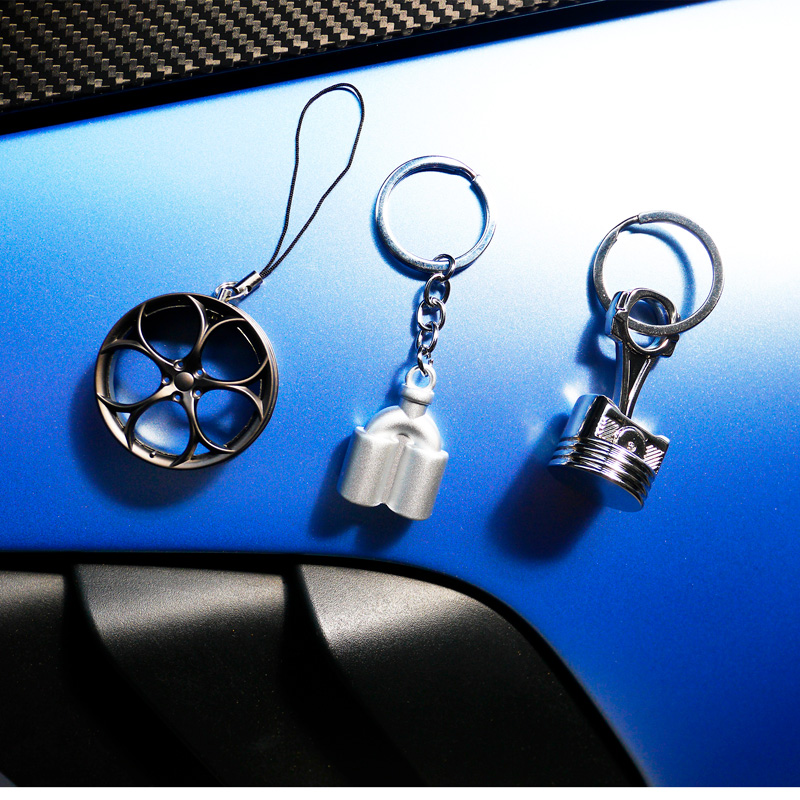 Simoni Racing Sleutelhanger Dubbele uitlaat - Zilver