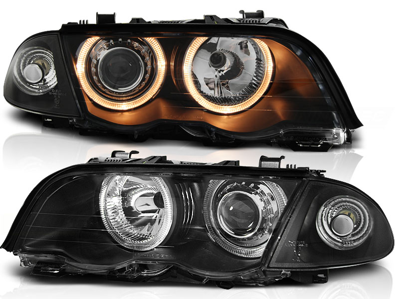 Faros BMW E46 sedan Angel Eyes negro