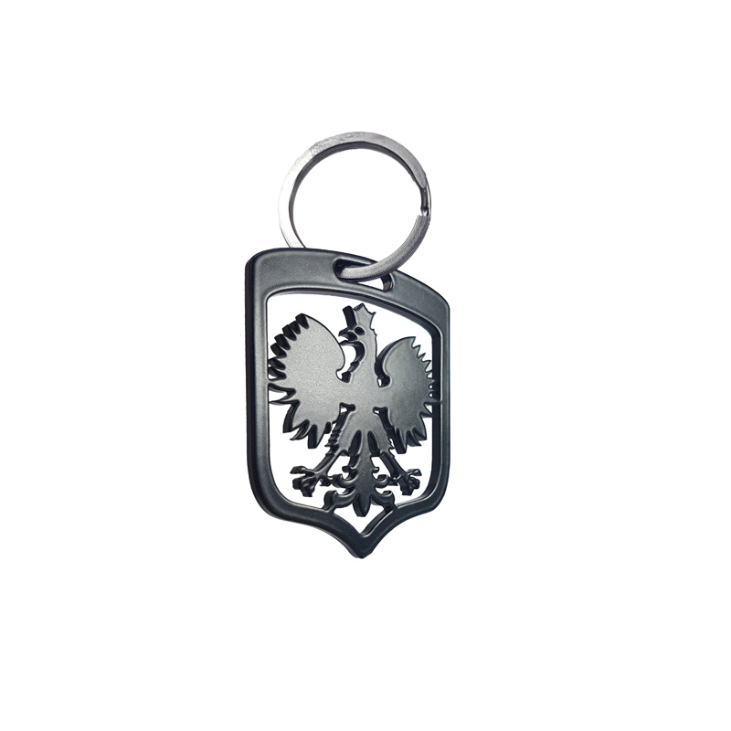 RVS sleutelhanger - 'Polen' (Zwart)