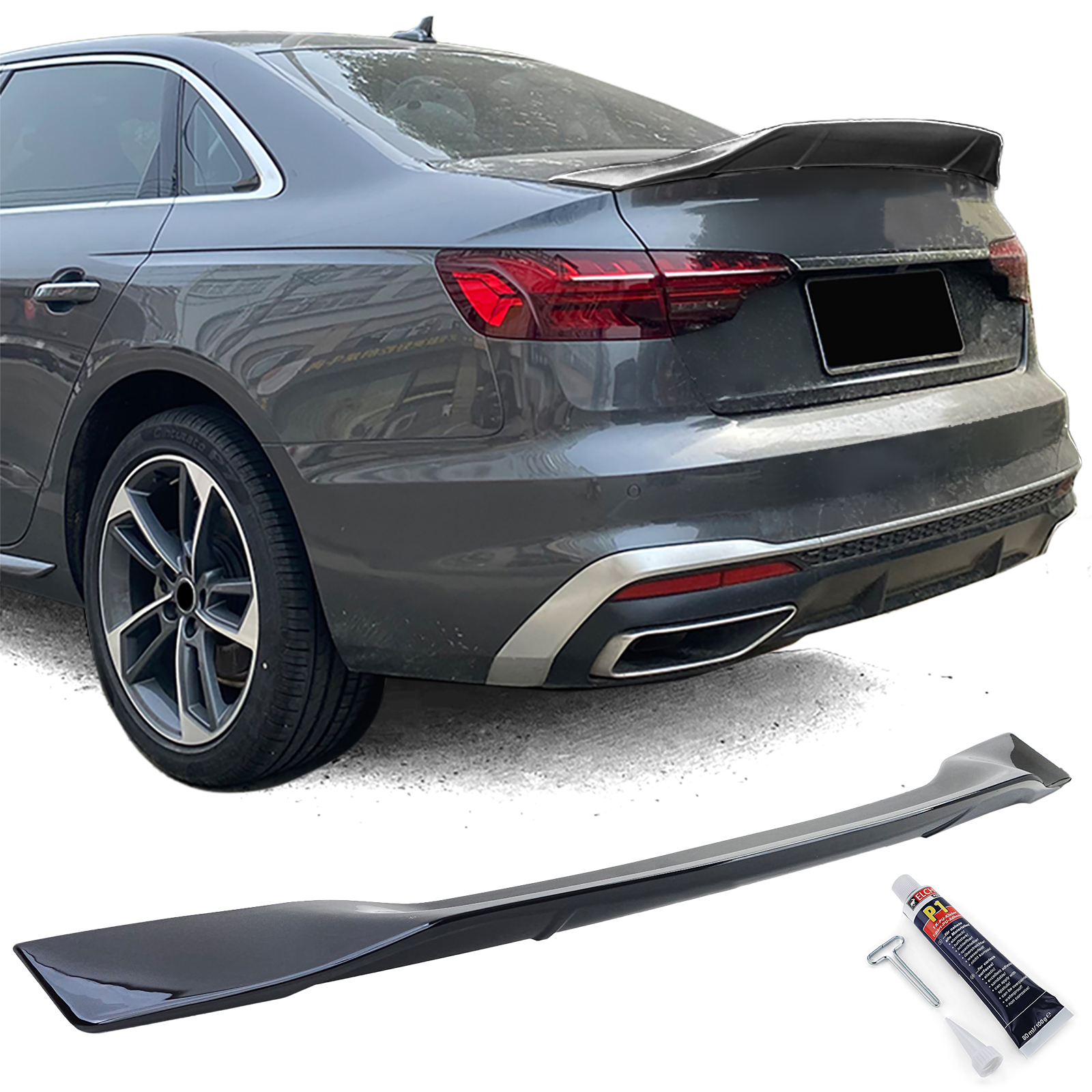 Spoiler Audi A4 B9 Sedan Glans Zwart