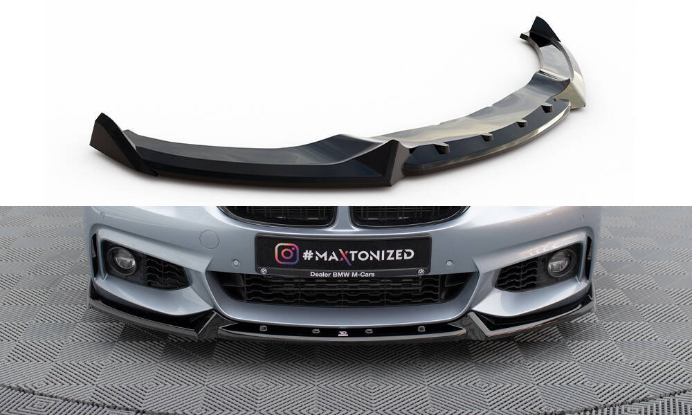 Voorspoiler V.4 BMW 4 Coupe M Pakket F32 Maxton Glans Zwart