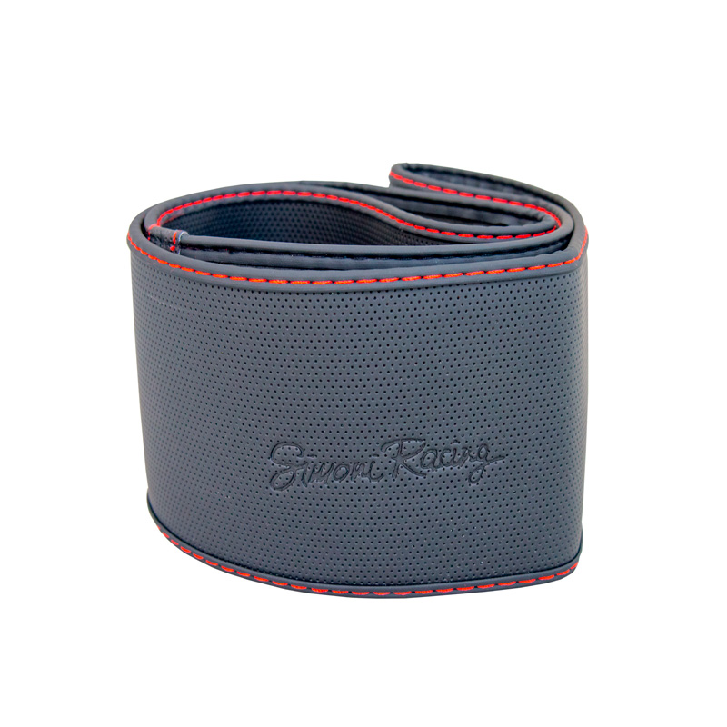 Simoni Racing Stuurwielhoes Soft Skin - Zwart Eco-Leder + Rode Stiksels - 37-39cm