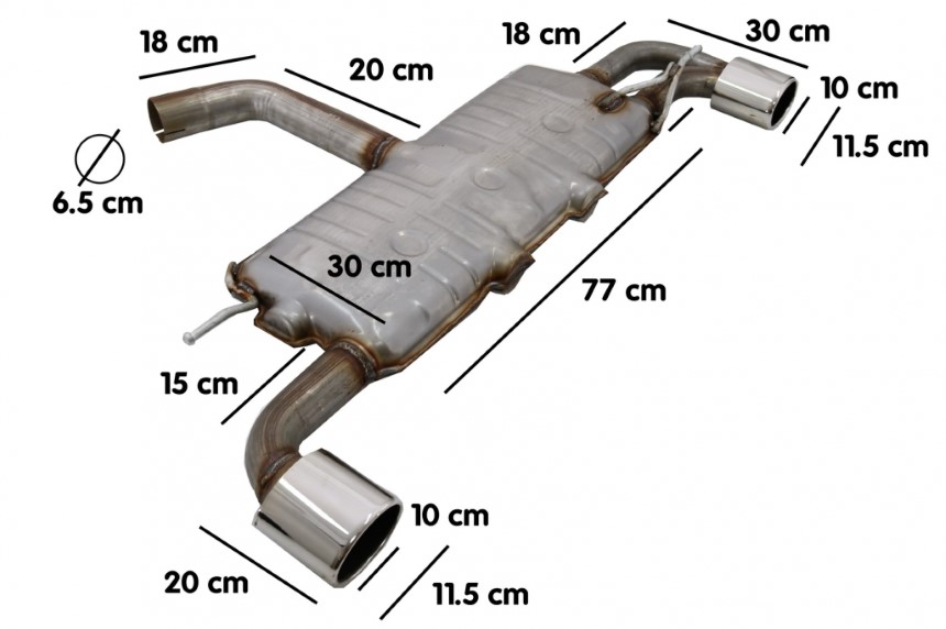 VW Scirrocco 2.0(200pk) 10/08- Volledig RVS einddemper Ø102x80mm