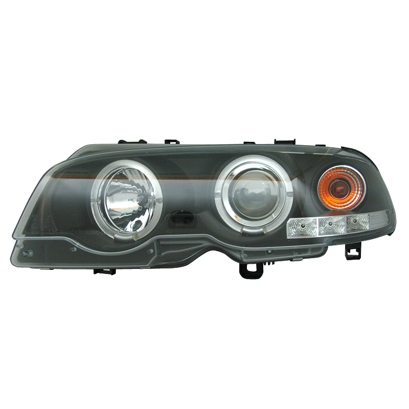 Set Koplampen  BMW 3-Serie E46 Coupe/Cabrio 1999-2002 - Zwart - incl. Angel-Eyes