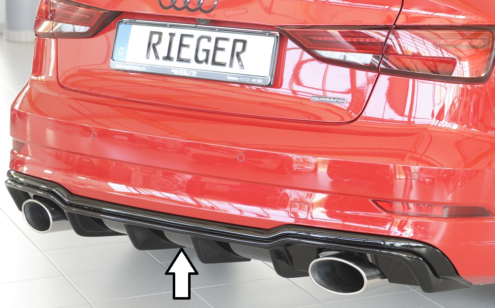 Achter diffusor Rieger Audi A3 8V 16-20 Sedan/Cabrio S-line Glans Zwart