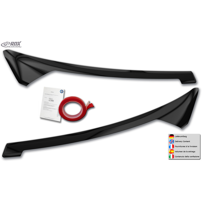 RDX Koplampspoilers  Ford Transit Courier & Tourneo Courier 2023- (met LED-richtingaanwijzers en DRL) (ABS Glanzend Zwart)