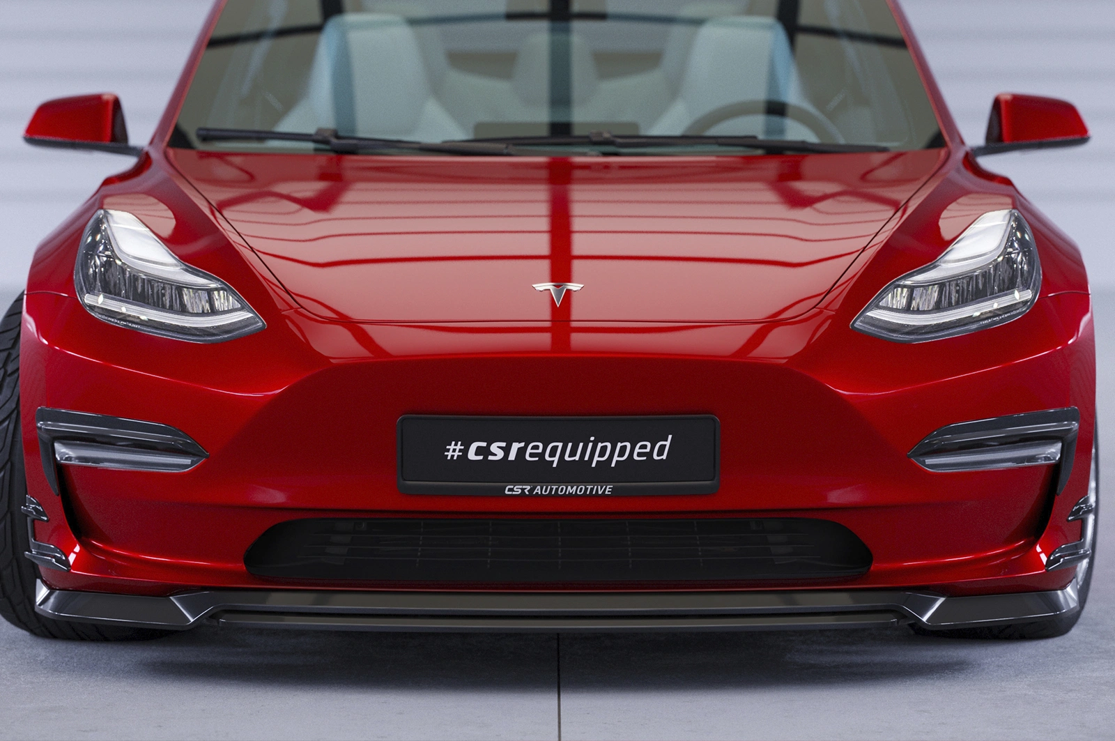 Voorspoiler Tesla Model 3 Glans Zwart (2017–09/2023 Voor Facelift) CSR