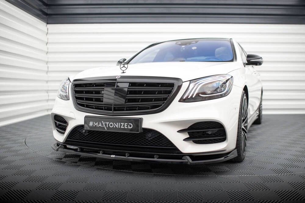 Voorspoiler V.2 Mercedes Benz S Klasse AMG Pakket W222 FL Maxton Glans Zwart