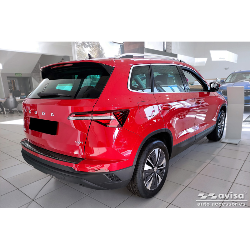 Zwart-Chroom RVS Achterbumperprotector  Skoda Karoq Facelift incl. Sportline 2022- 'Ribs'