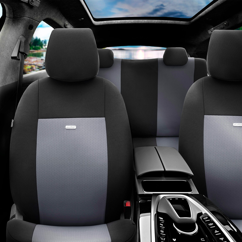 otoM Universele Stoffen Stoelhoezenset 'SelectedFit Flex' Zwart/Grijs - 10-delig - geschikt voor Side-Airbags