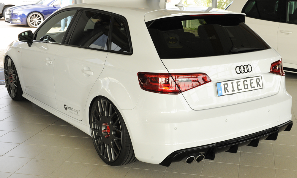 Diffuser Audi A3 S-line Sportback / Hatchback 8V 12-16 Rieger Glans Zwart