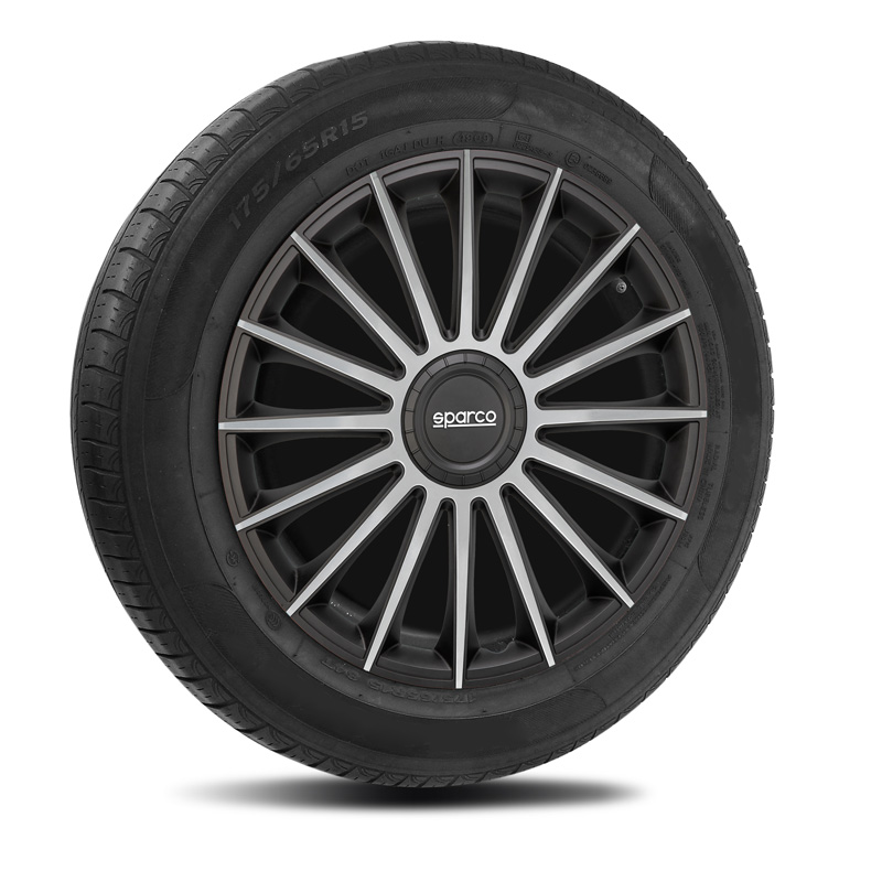 4-Delige Sparco Wieldoppenset Torino 13-inch zwart/zilver