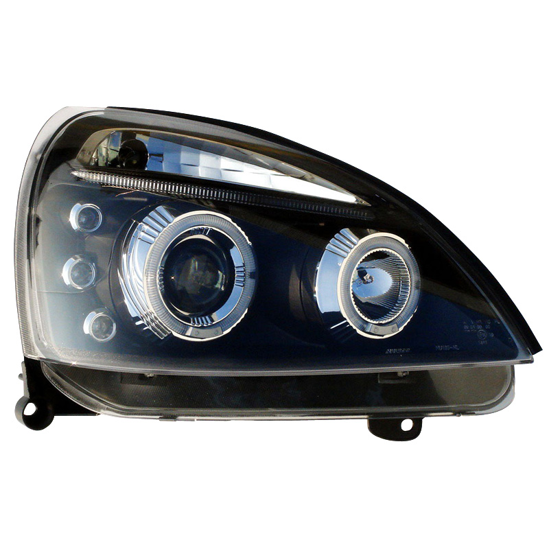 Set Koplampen  Renault Clio II Facelift 2001-2005 - Zwart - incl. Angel-Eyes