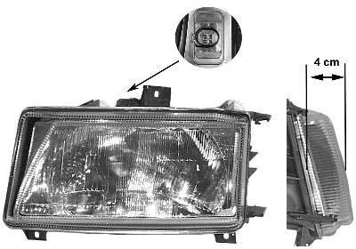 koplamp, model Valeo, H4, rechts, 09/2000-Seat Inca, 1995-2003