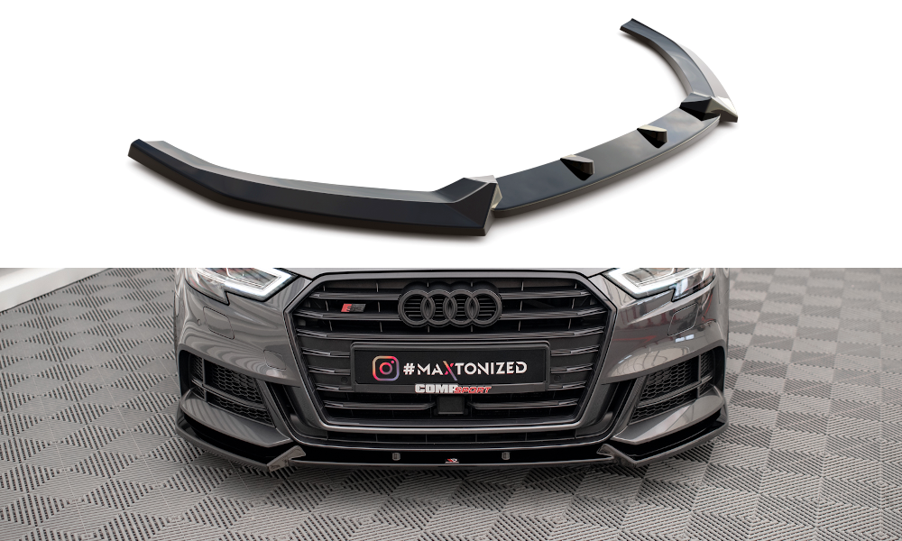 Voorspoiler V.1 Audi S3 Sportback 8V FL Maxton Glans Zwart