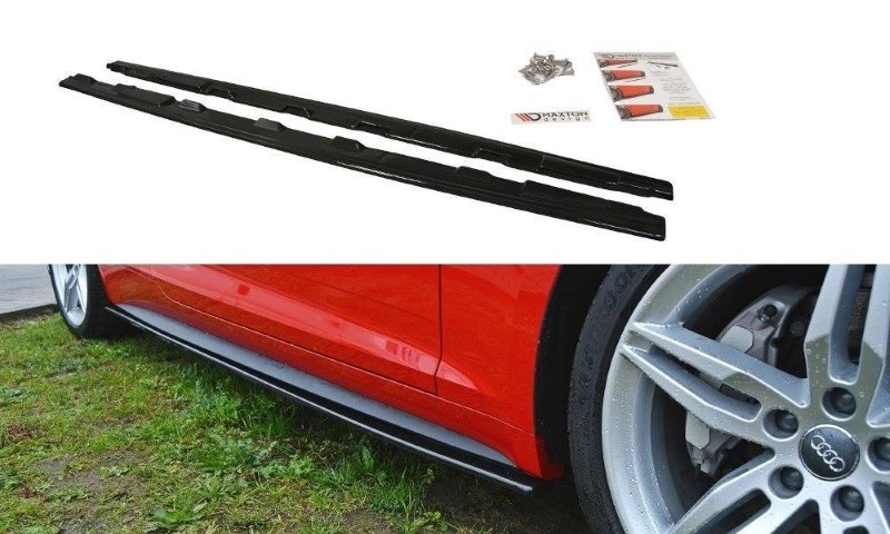 Zijskirts Diffusers Audi S5 / A5 S-Line F5 Coupe Glanzend Zwart