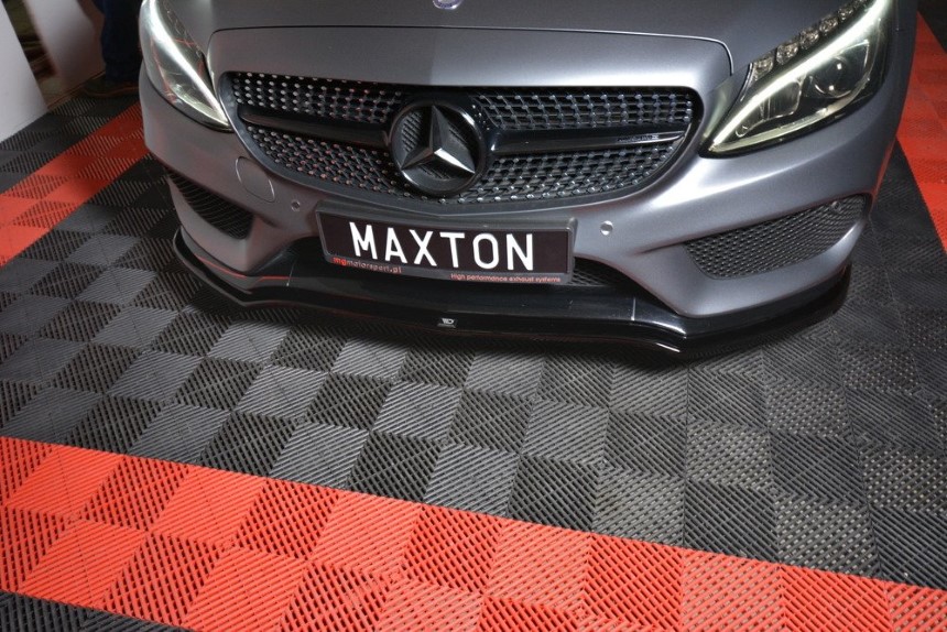 Voorspoiler Mercedes C-klasse W205 coupé AMG-Line Maxton Design glans zwart