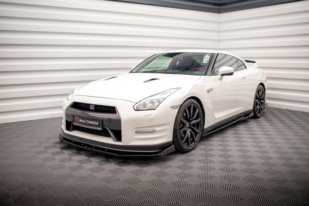 Voorspoiler met Canards Nissan GTR R35 11-16 Maxton Glans Zwart