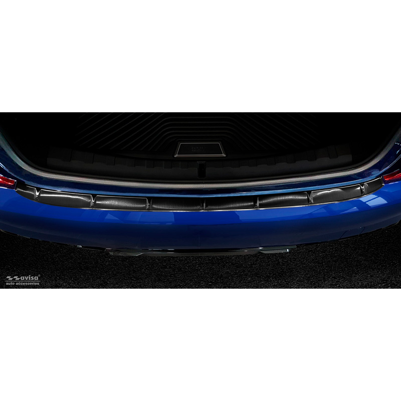Zwart RVS Achterbumperprotector  BMW 3-Serie G20 Sedan M-Pakket 2018-