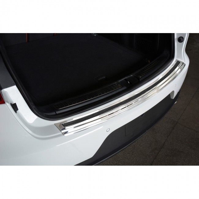 RVS Achterbumperprotector 'Deluxe' Porsche Macan 2014- Chroom/Zw