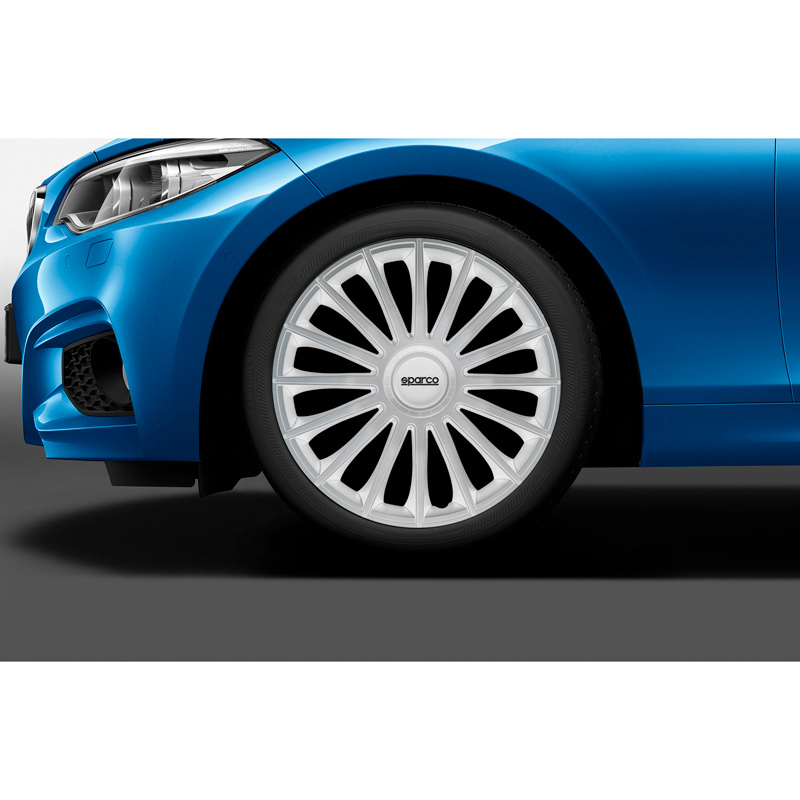 4-Delige Sparco Wieldoppenset Torino 14-inch zilver