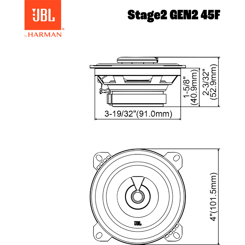 JBL Stage 2 Gen 2 45F 4'' (10cm) 2-Weg Speakerset 320W/40W RMS (zonder grill)