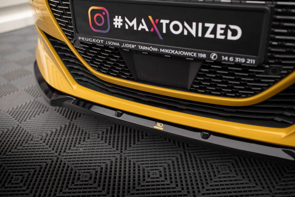 Voorspoiler V.1 met Canards Peugeot 208 GT Maxton Glans Zwart