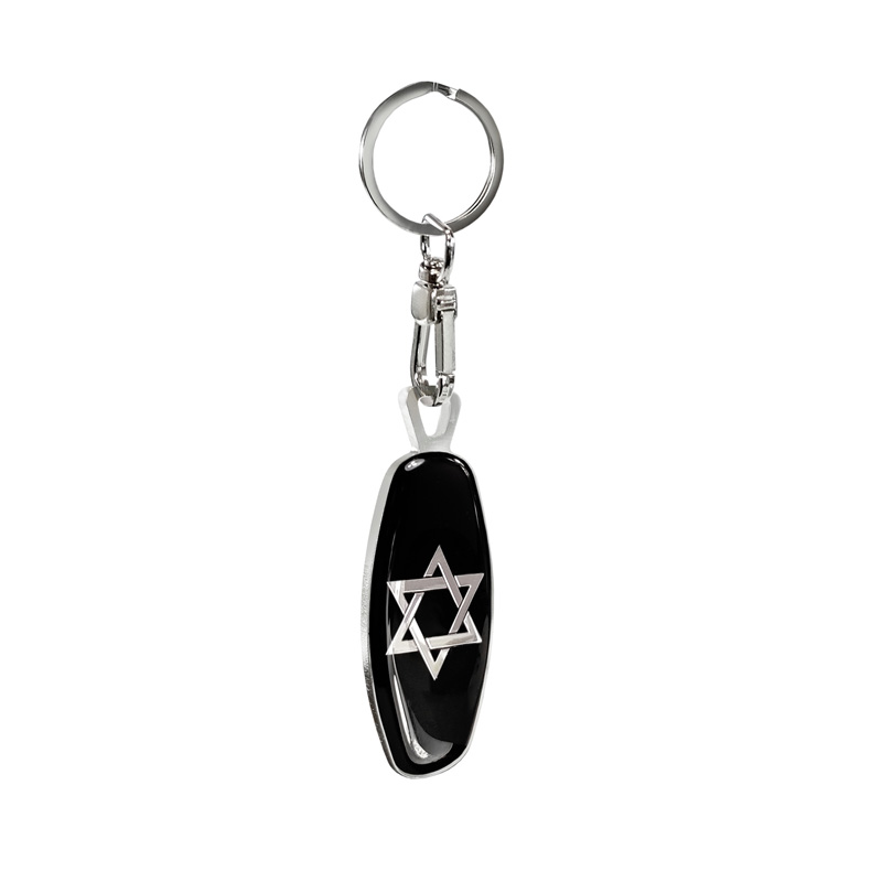 RVS sleutelhanger - Emblem/ Flag Star of David+DE