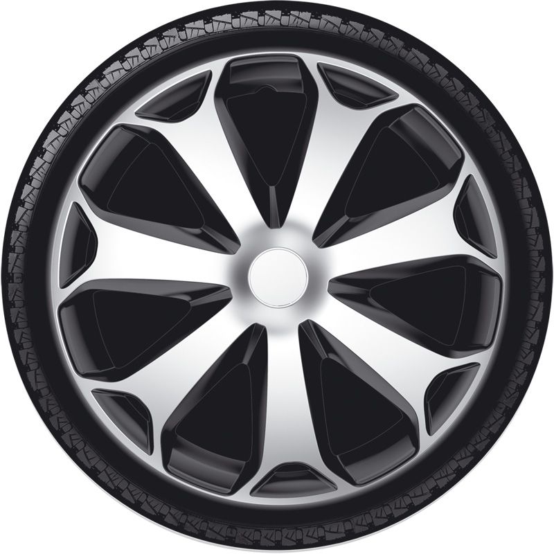 4-Delige Wieldoppenset Mega 15-inch zilver/zwart
