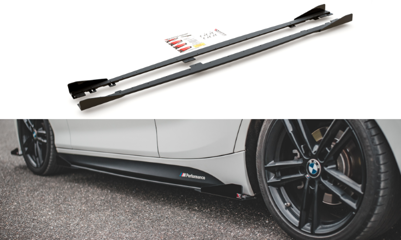 Race Zijskirts + rand BMW 1-Serie/M140I F20 Maxton Design zwart V.2