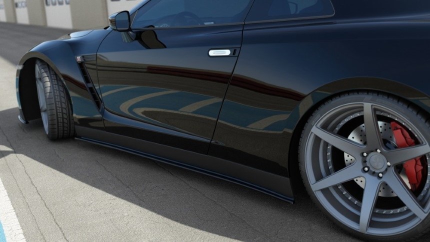 Zijskirts Nissan GT-R Maxton Design glans zwart